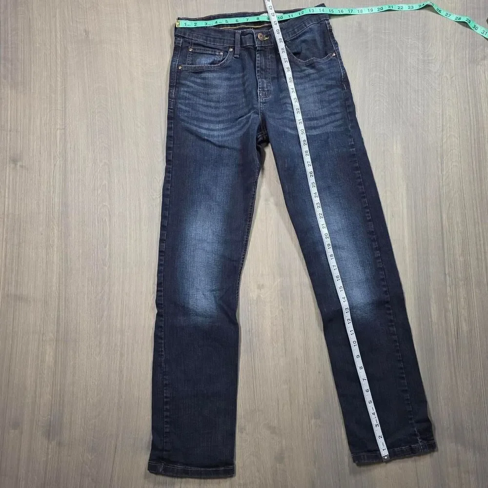 Wrangler Men Jeans 30x32 Dark Wash Slim Straight Denim Pants Whiskered Classic